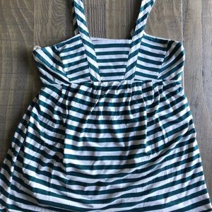 BCBG MaxAzria Teal & White Swing Tank